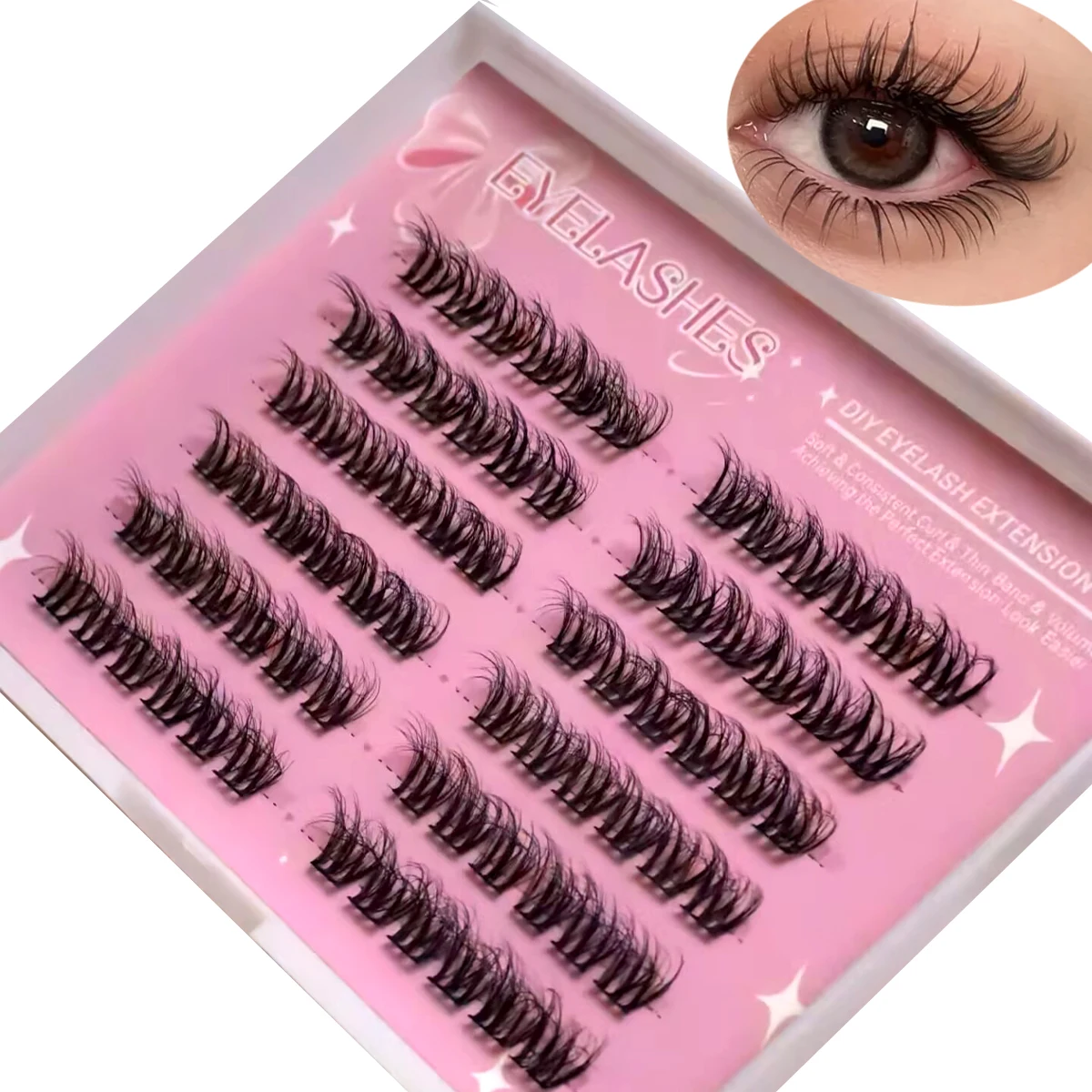 Eyelash Extension For Big Eyes - AMSDCN 10 rows false eyelash Black
